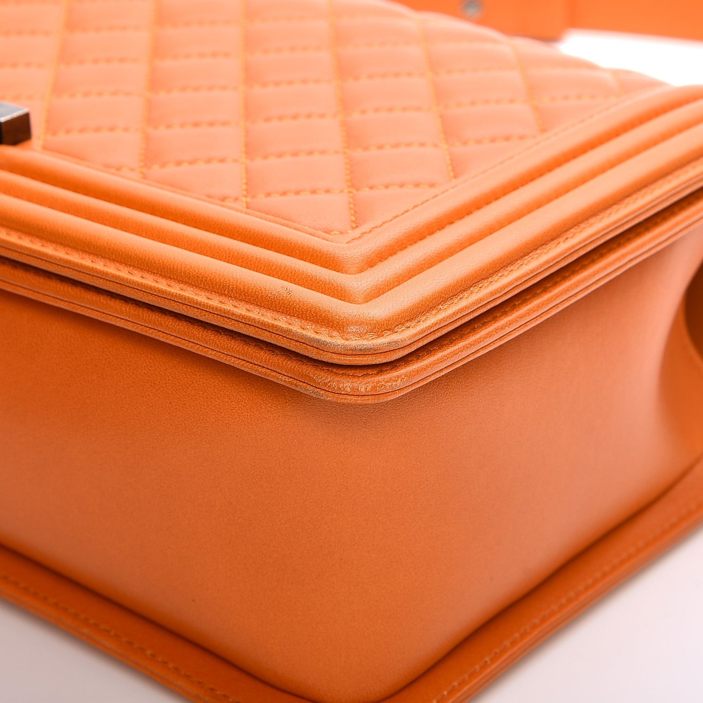 Lambskin Quilted New Medium Boy Flap Orange