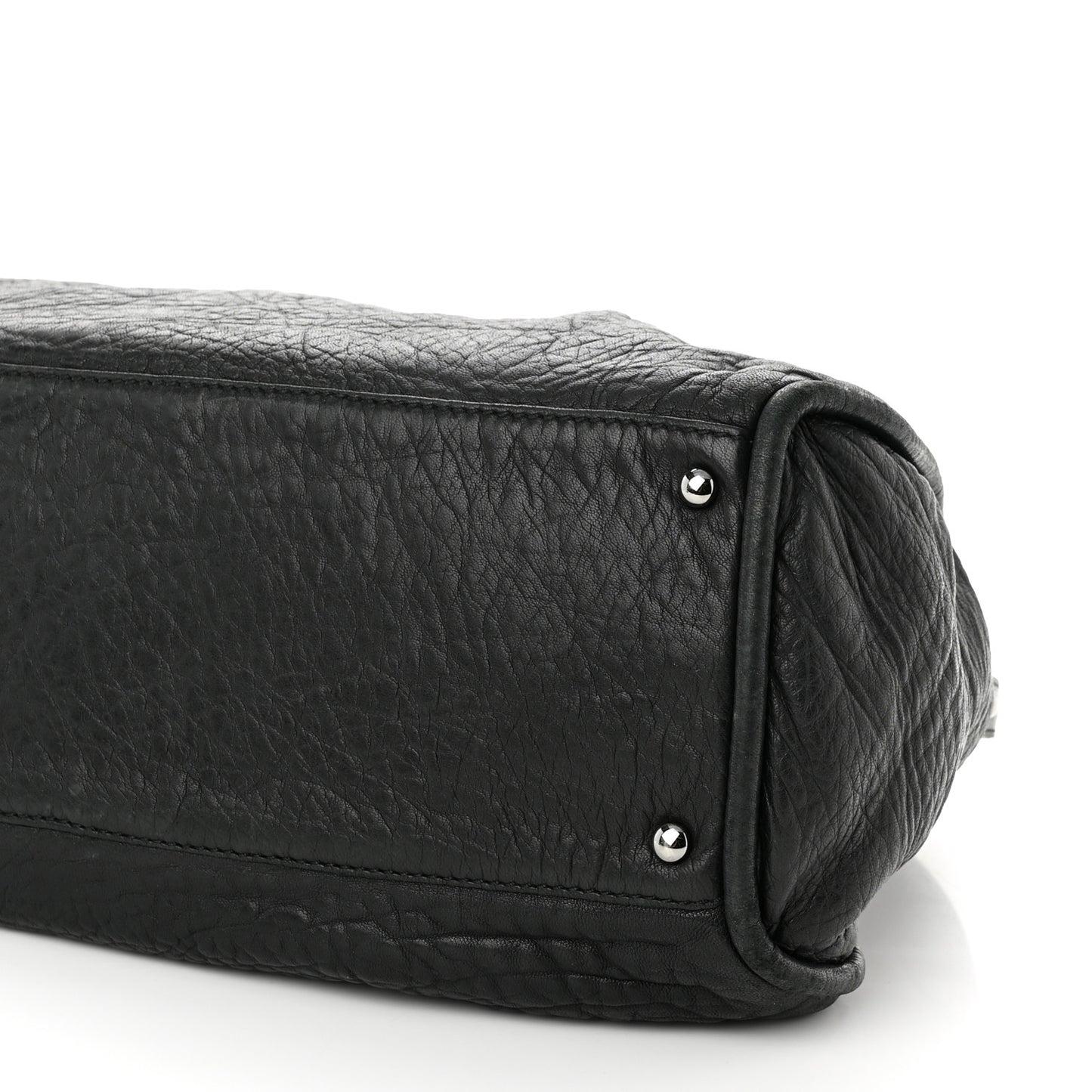 Distressed Lambskin Large Lady Braid Satchel Black