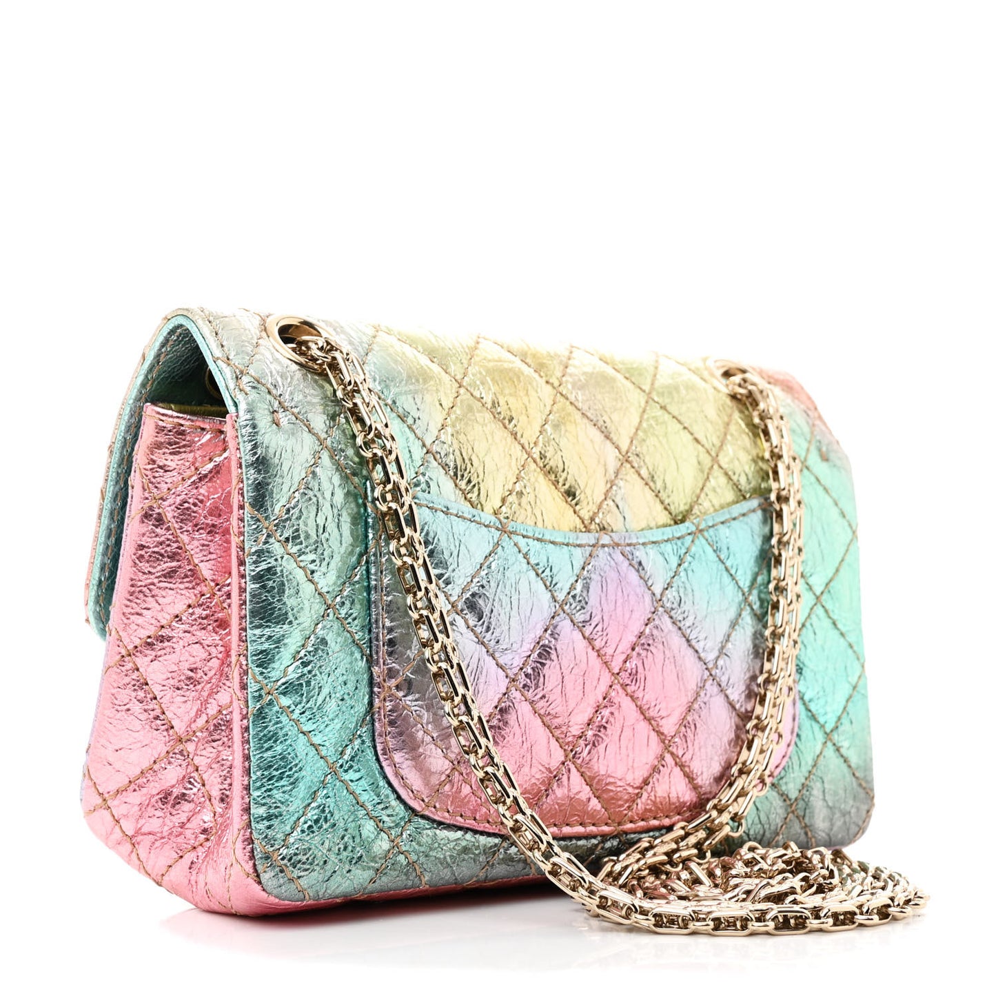Metallic Goatskin Quilted Mini 2.55 Reissue Flap Multicolor