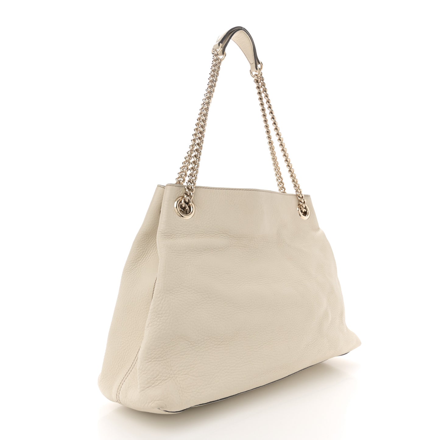 Pebbled Calfskin Medium Soho Chain Shoulder Bag Off White