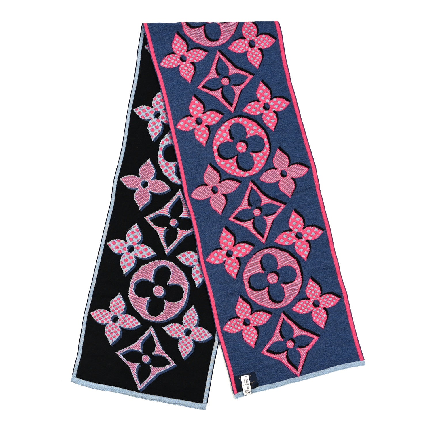 Louis Vuitton Wool Giant Pop Monogram Scarf Black Multicolor 2 of 3