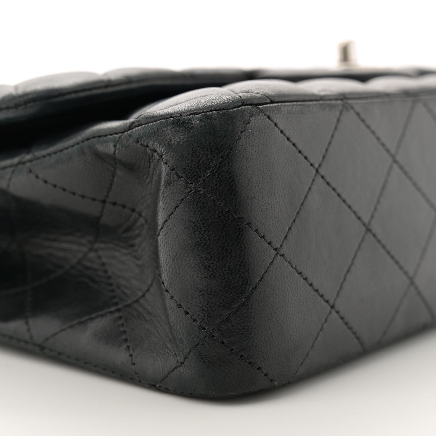 Lambskin Quilted Medium Double Flap Black