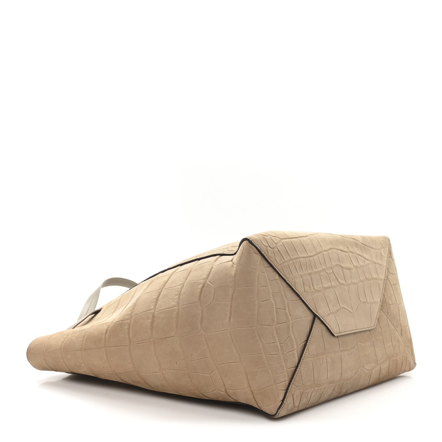 Crocodile Embossed Nubuck Medium Belt Cabas Phantom Beige