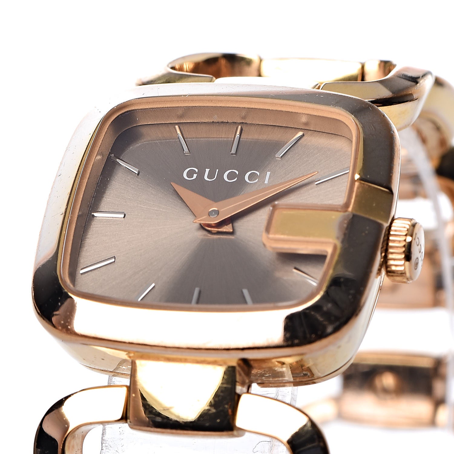 Gucci Stainless Steel 24mm G-Gucci Square Quartz Watch Brown 10 of 13