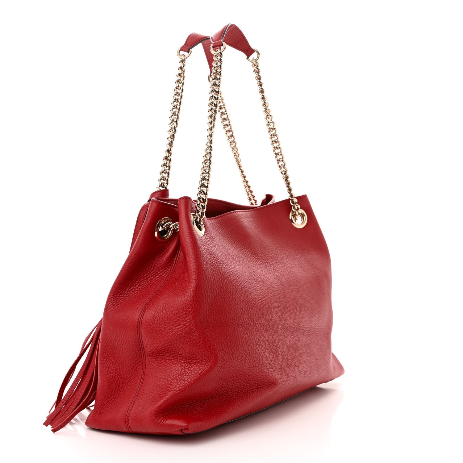 Gucci Pebbled Calfskin Medium Soho Chain Shoulder Bag Tabasco Red 3 of 12