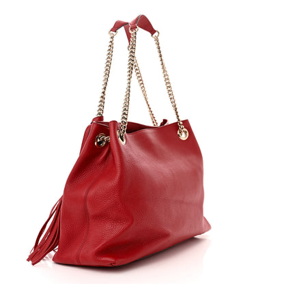 Gucci Pebbled Calfskin Medium Soho Chain Shoulder Bag Tabasco Red 3 of 12