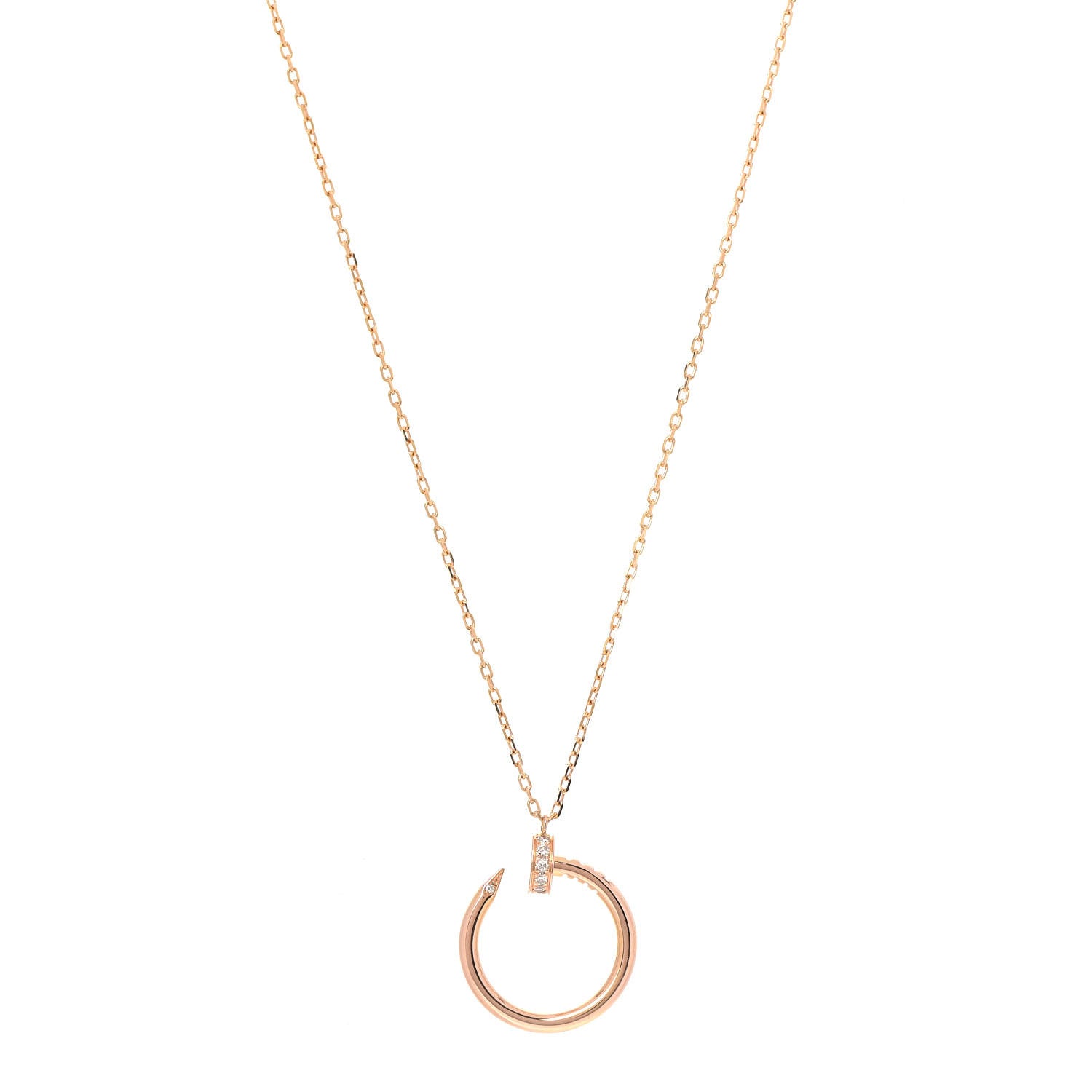 Cartier 18K Pink Gold Diamond Juste Un Clou Pendant Necklace 1 of 5
