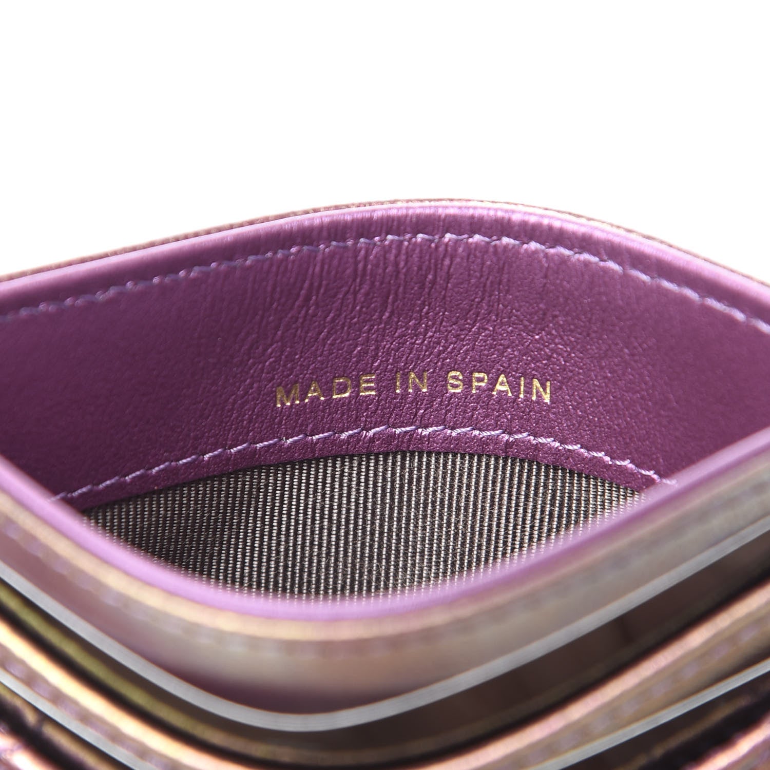 Chanel Iridescent Lambskin Quilted Card Holder Purple 7 of 9