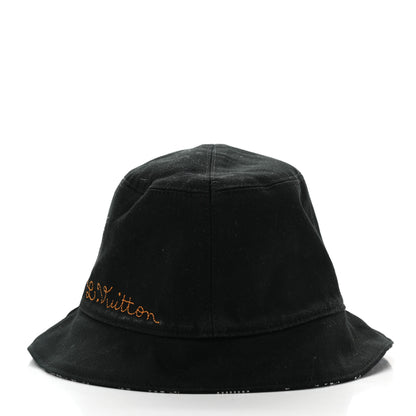 Louis Vuitton Cotton Damier Distorted Reversible Bucket Hat Black 3 of 9