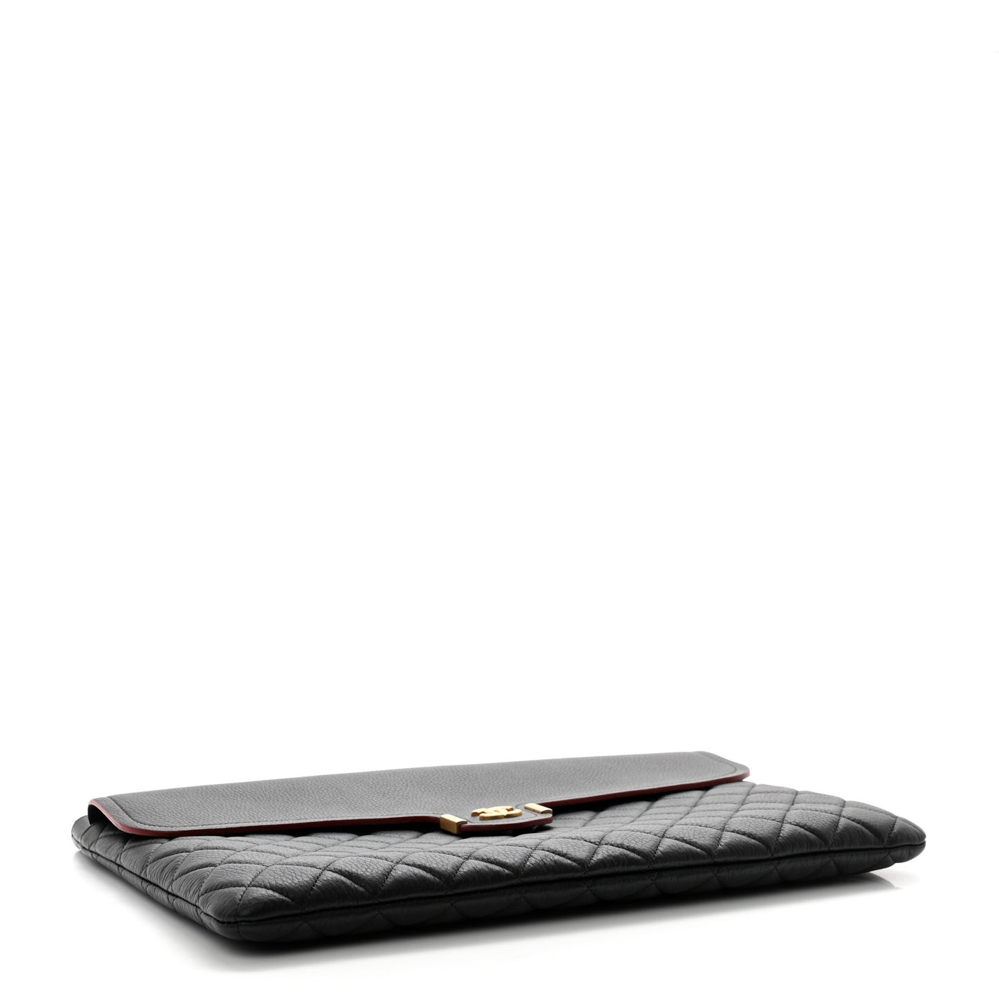 Grained Calfskin Quilted Large Archi Chic Cosmetic Case Black