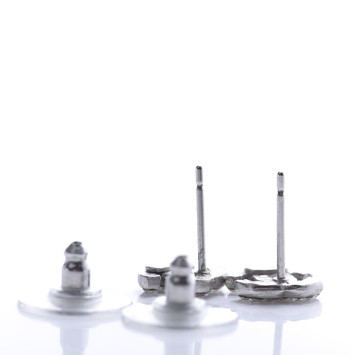 Chanel Crystal Timeless CC Earrings Silver 3 of 4