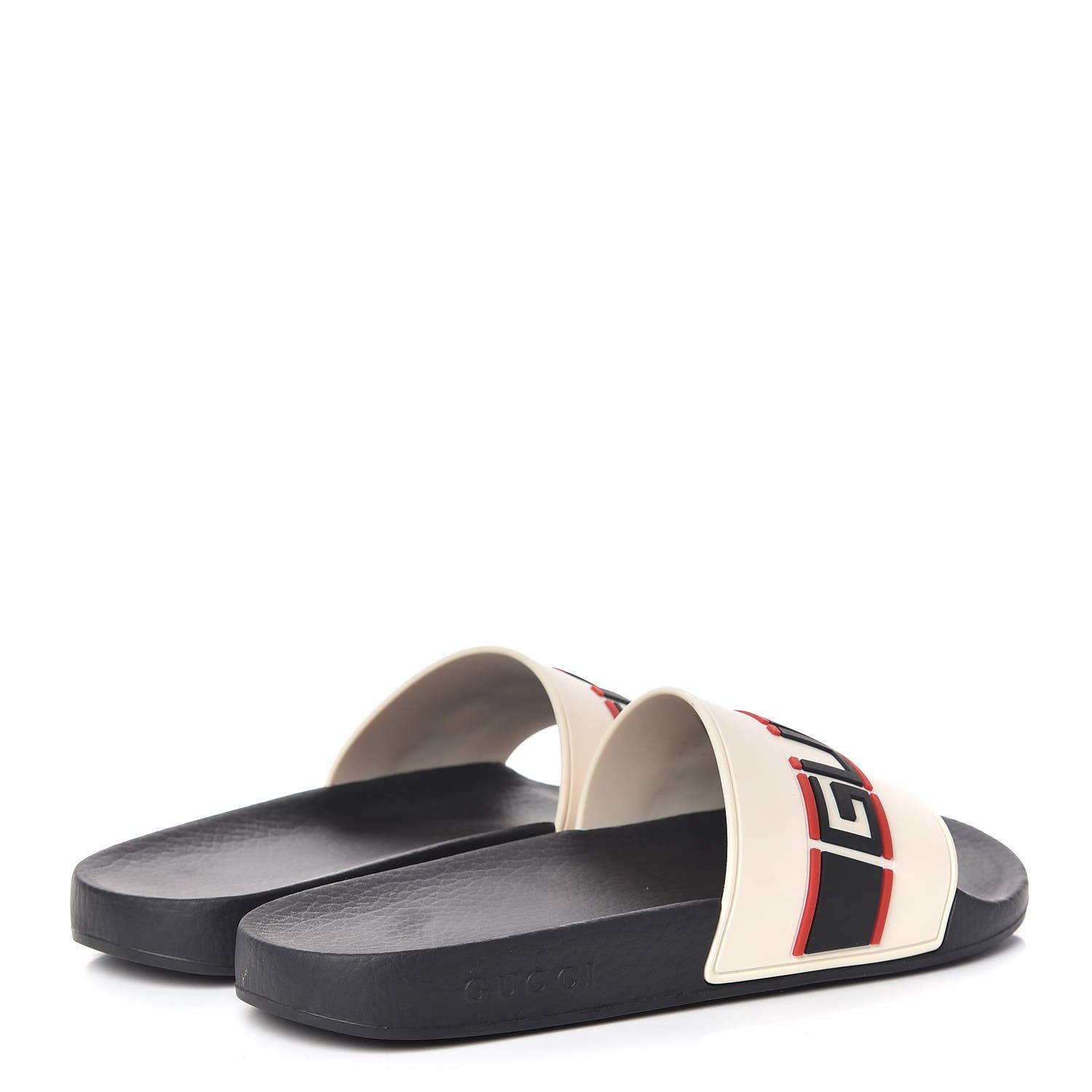Gucci Rubber Stripe Womens Pool Slide Sandals 40 Ecru Poppy Black 4 of 8