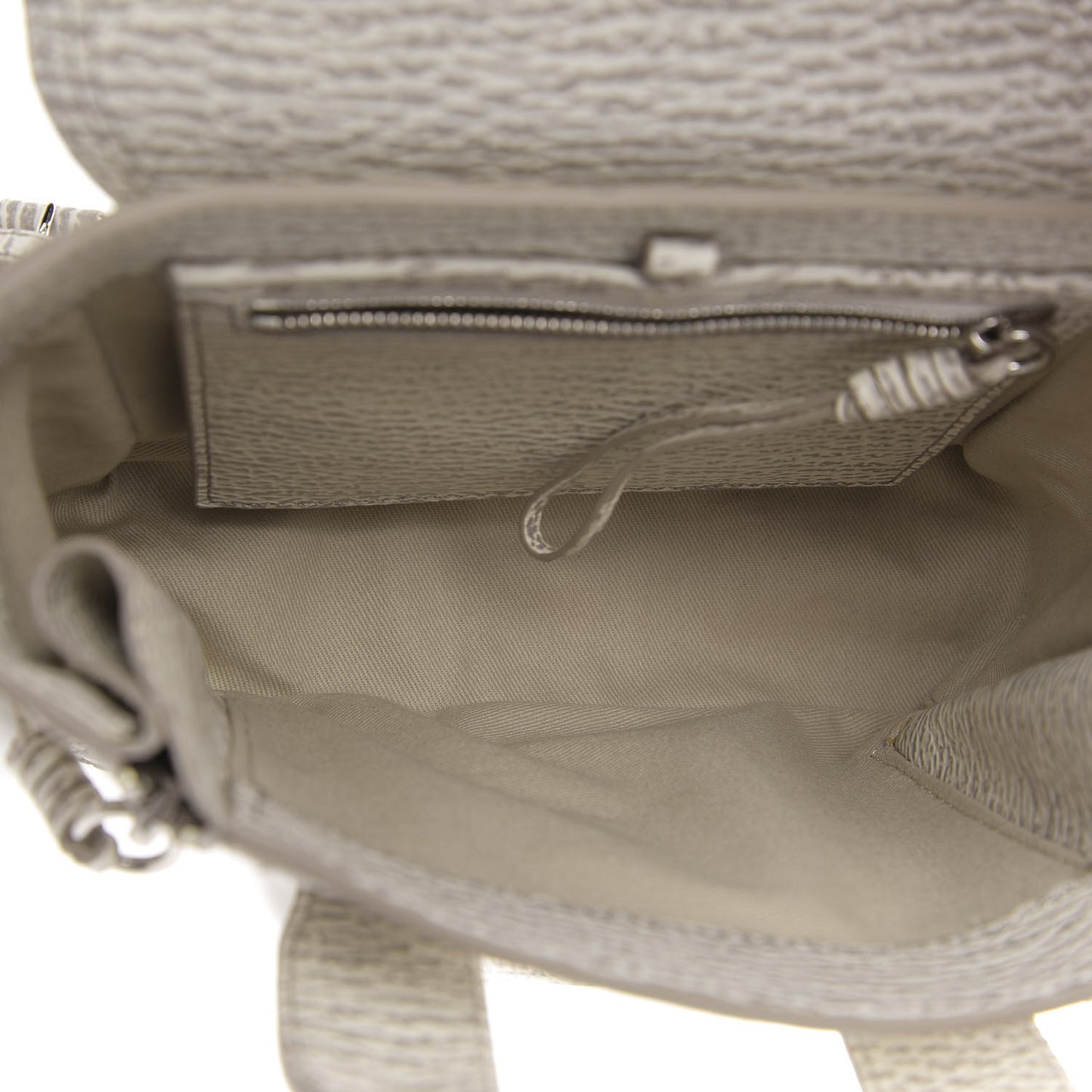 3.1 Shark Embossed Textured Calfskin Mini Pashli Satchel Ivory Dove