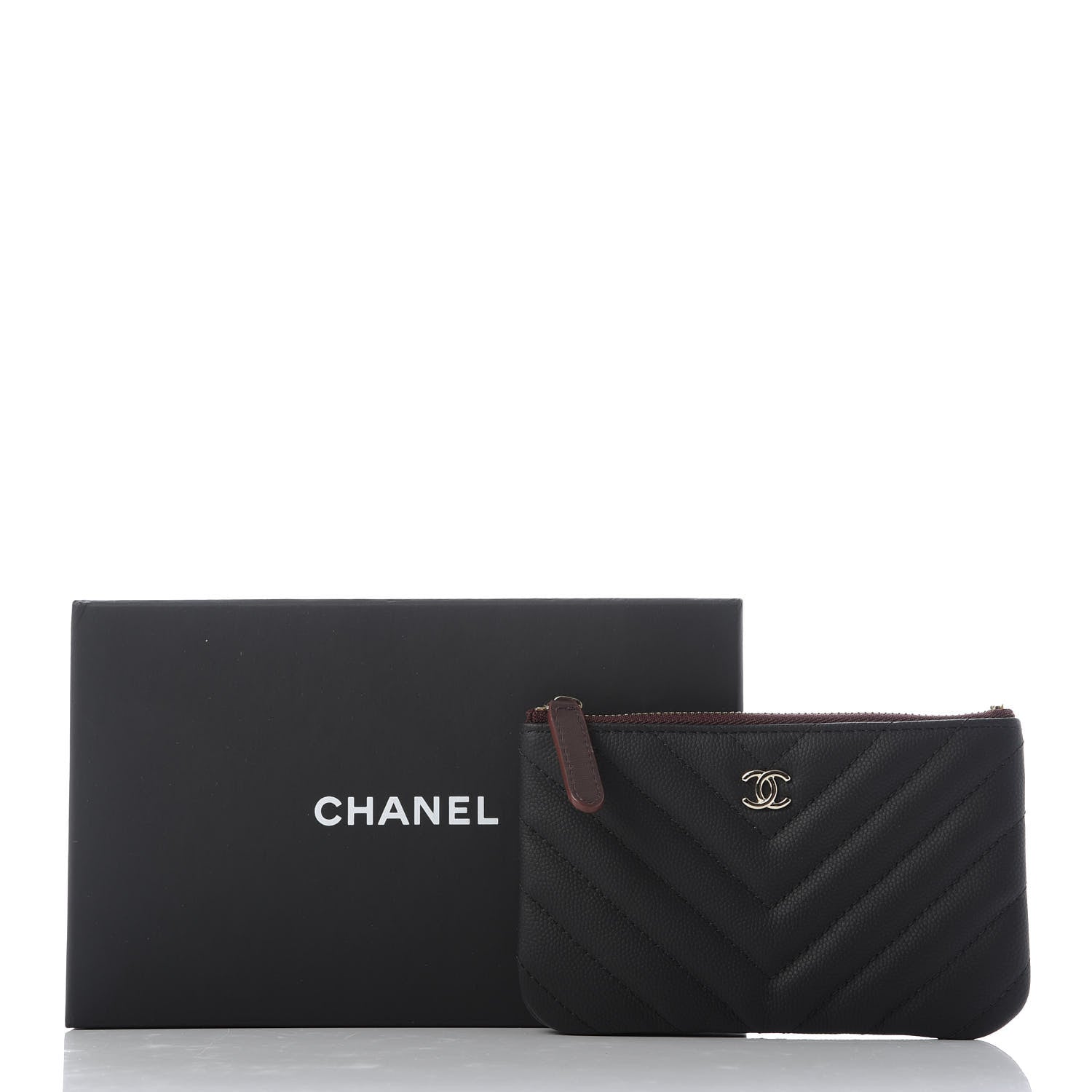 Chanel Caviar Chevron Quilted Small Cosmetic Case Black 7 of 7