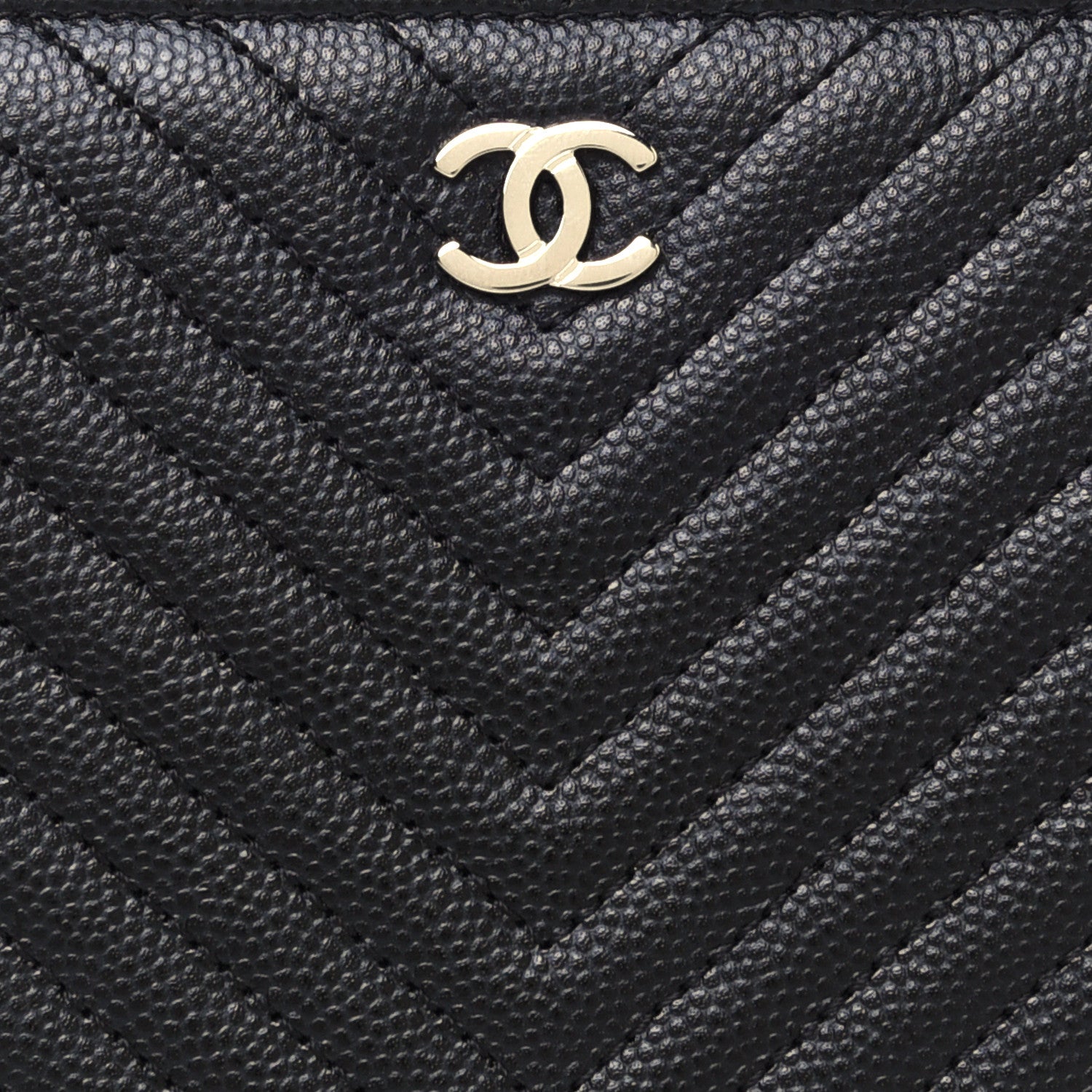 Chanel Caviar Chevron Large Gusset Zip Around Wallet Black 13 of 14