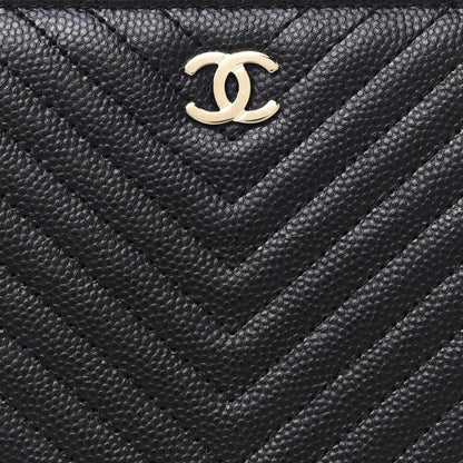 Chanel Caviar Chevron Large Gusset Zip Around Wallet Black 13 of 14