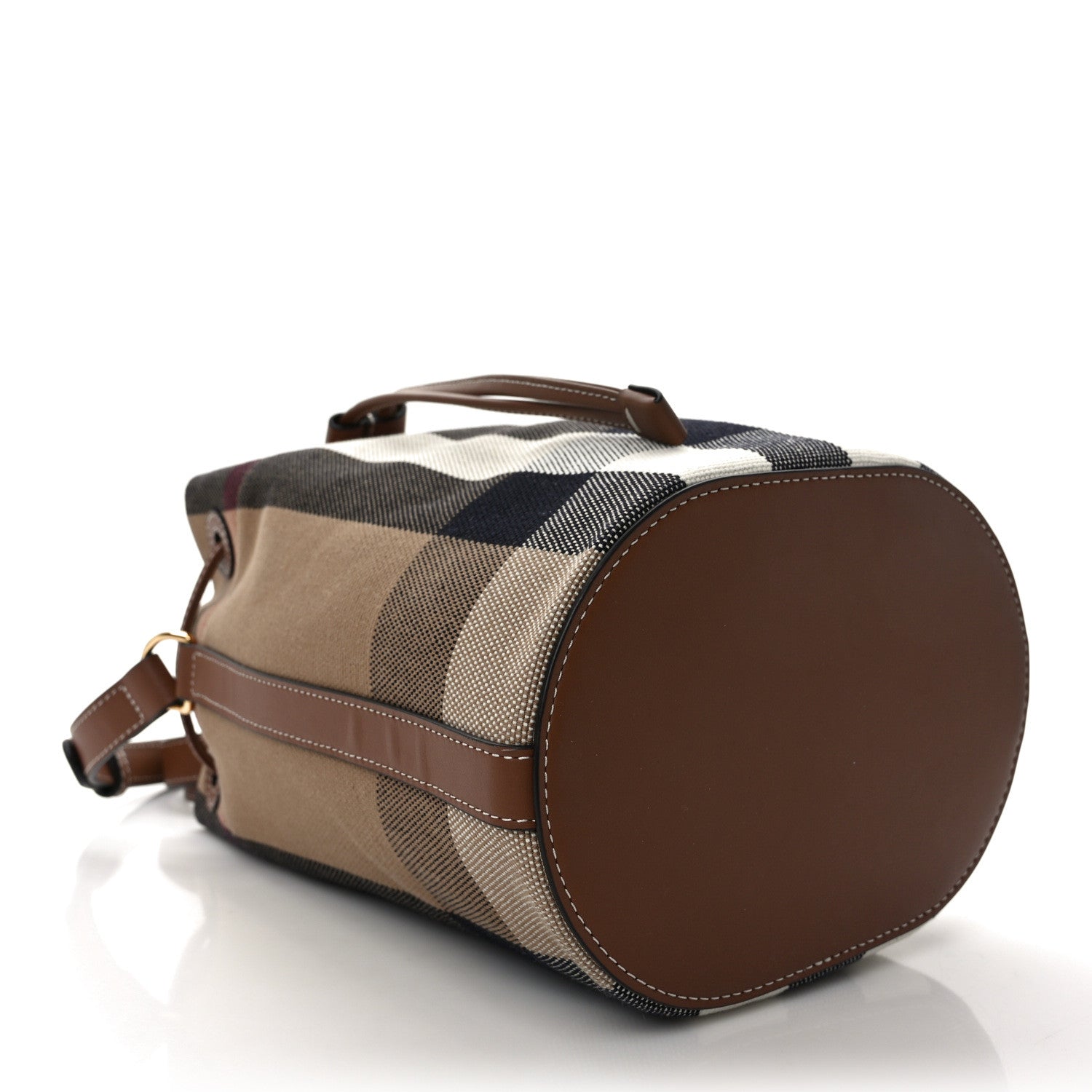 Burberry Giant Check Canvas Small Bucket Bag Taupe Brown 1540527