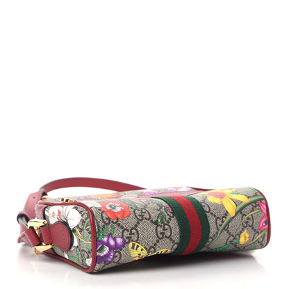 Gucci GG Supreme Monogram Flora Web Mini Ophidia Shoulder Bag Red 4 of 9