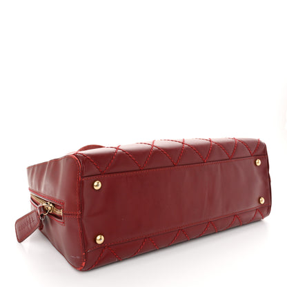 Chanel Calfskin Stitch Surpique Bowler Red 4 of 12