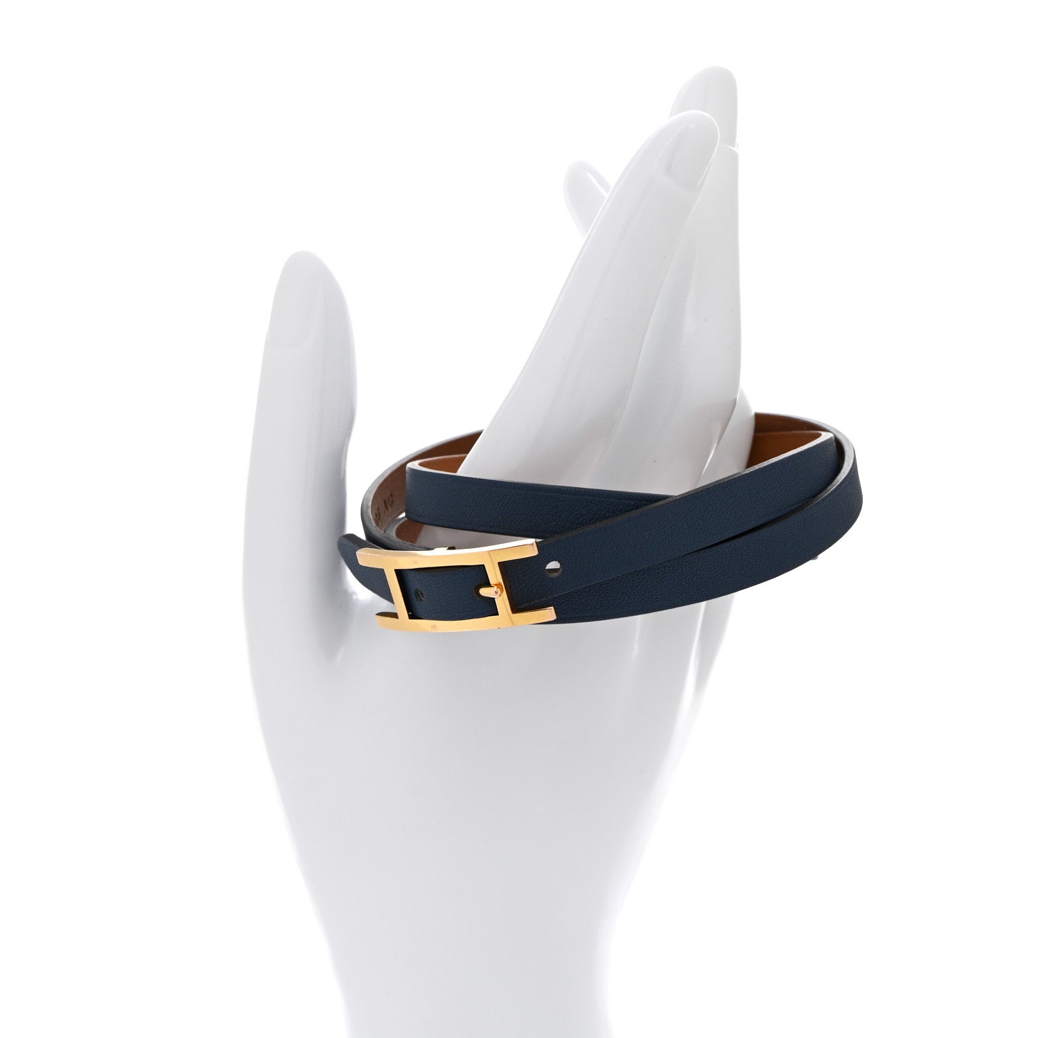 Hermes Swift Behapi Double Tour Bracelet S Bleu Saphir Gold 2 of 6