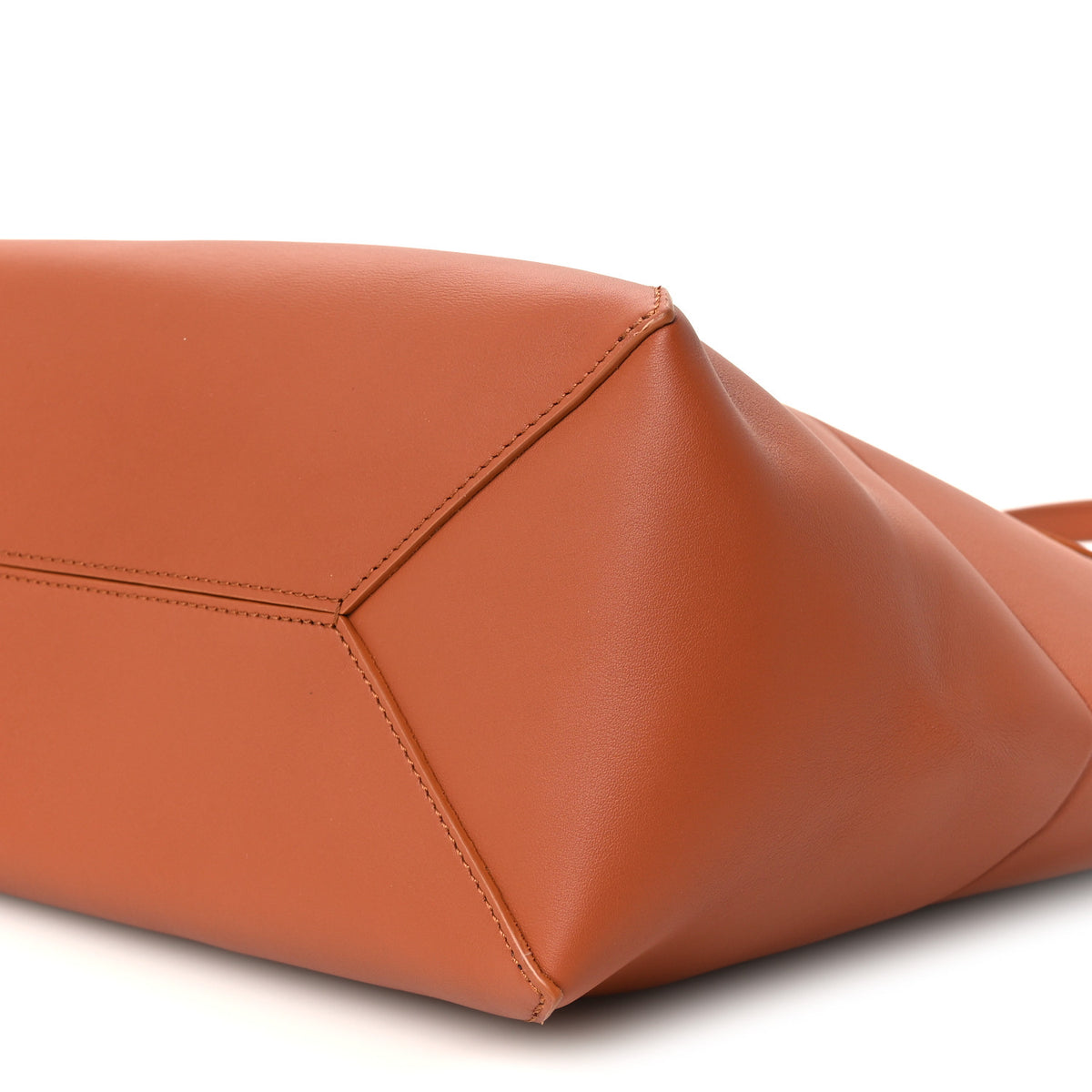 x Albers Calfskin Medium Puzzle Fold Tote Caramel Bright Green