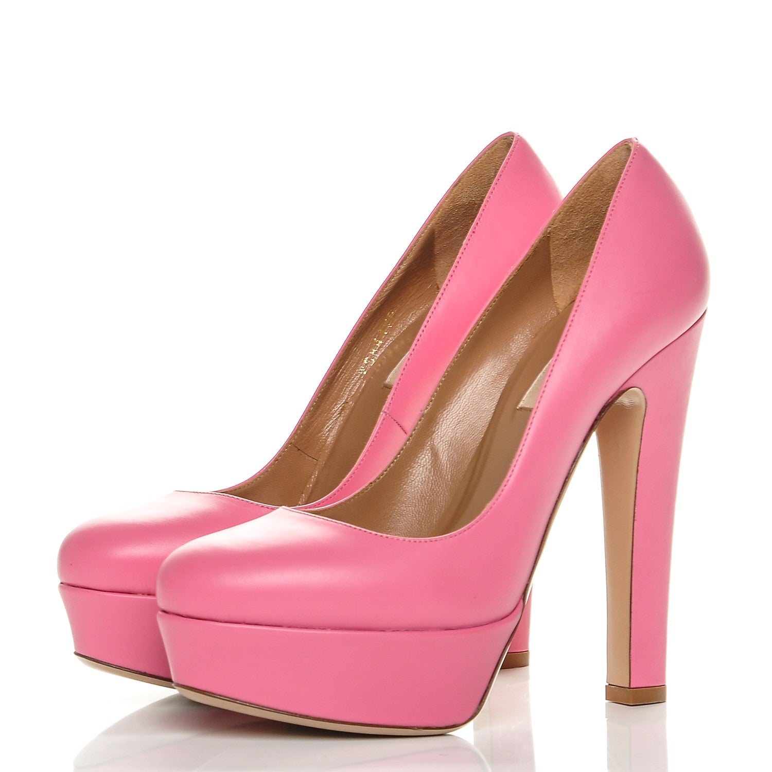 Valentino Garavani Calfskin Platform Pumps 37.5 Bubblegum 3 of 8