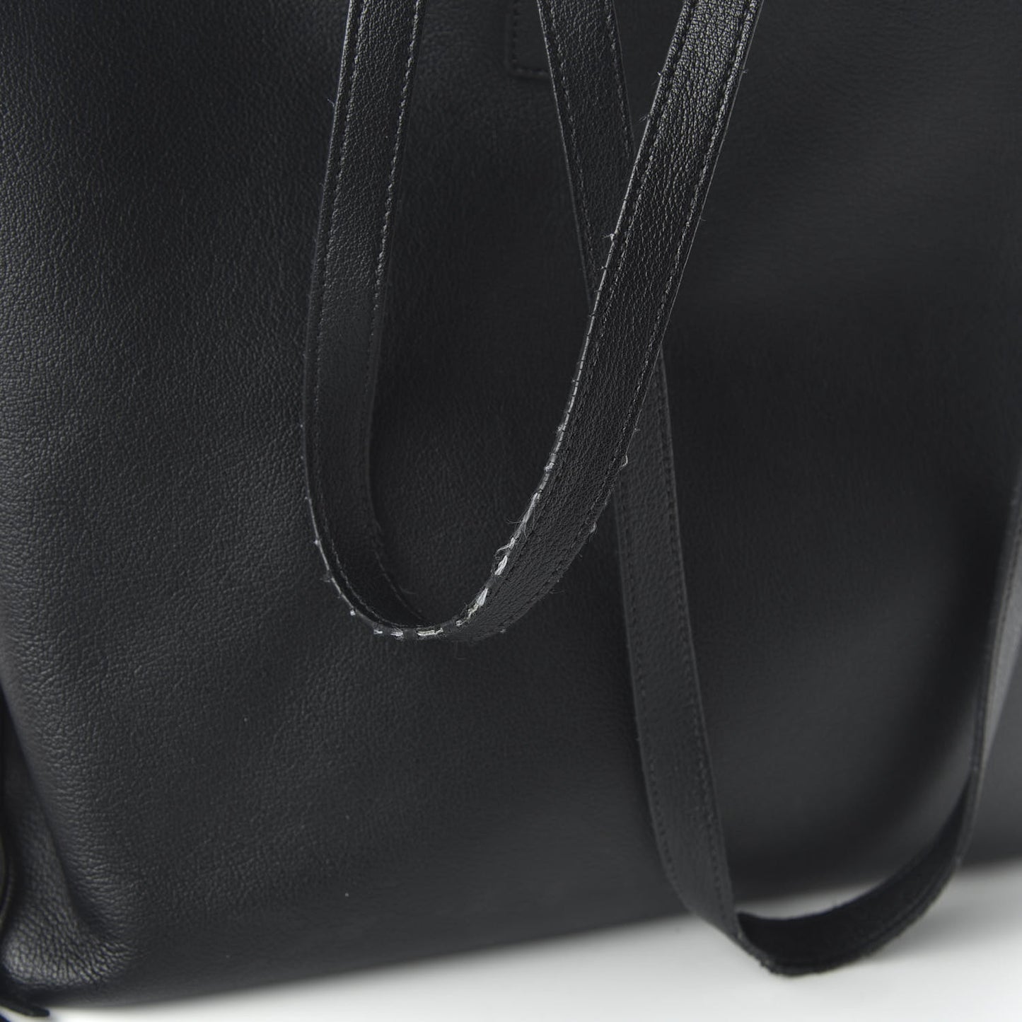 Calfskin Large Fringe Shopping Tote Black