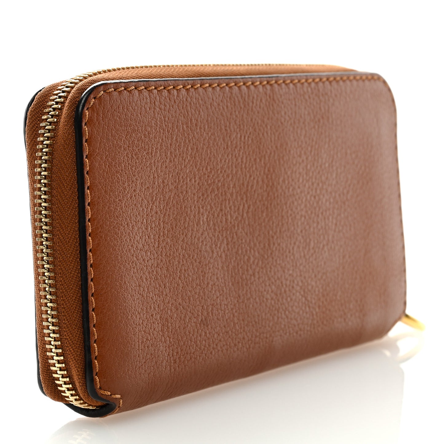 Grained Calfskin Marcie Long Zip Around Wallet Tan