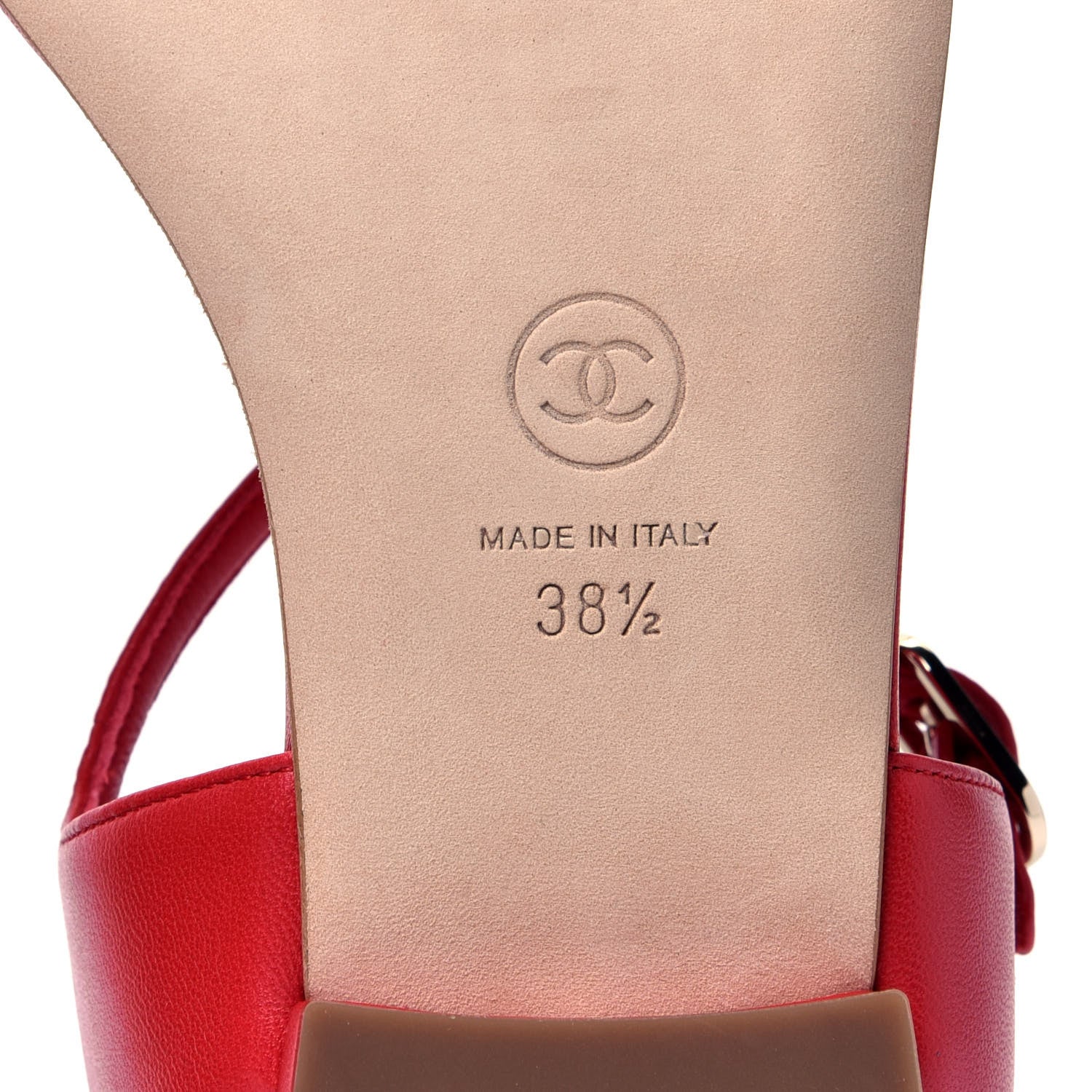 Chanel Lambskin Chain CC Logo Thong Sandals 38.5 Red 8 of 10
