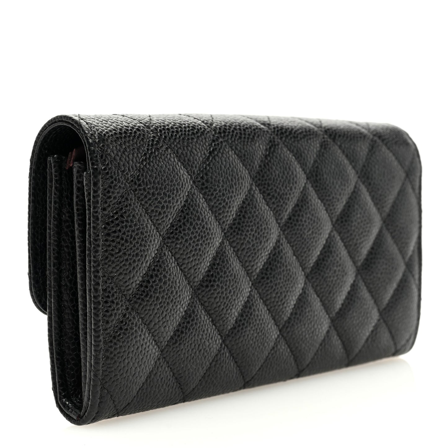 Caviar Quilted Large Flap Wallet Black