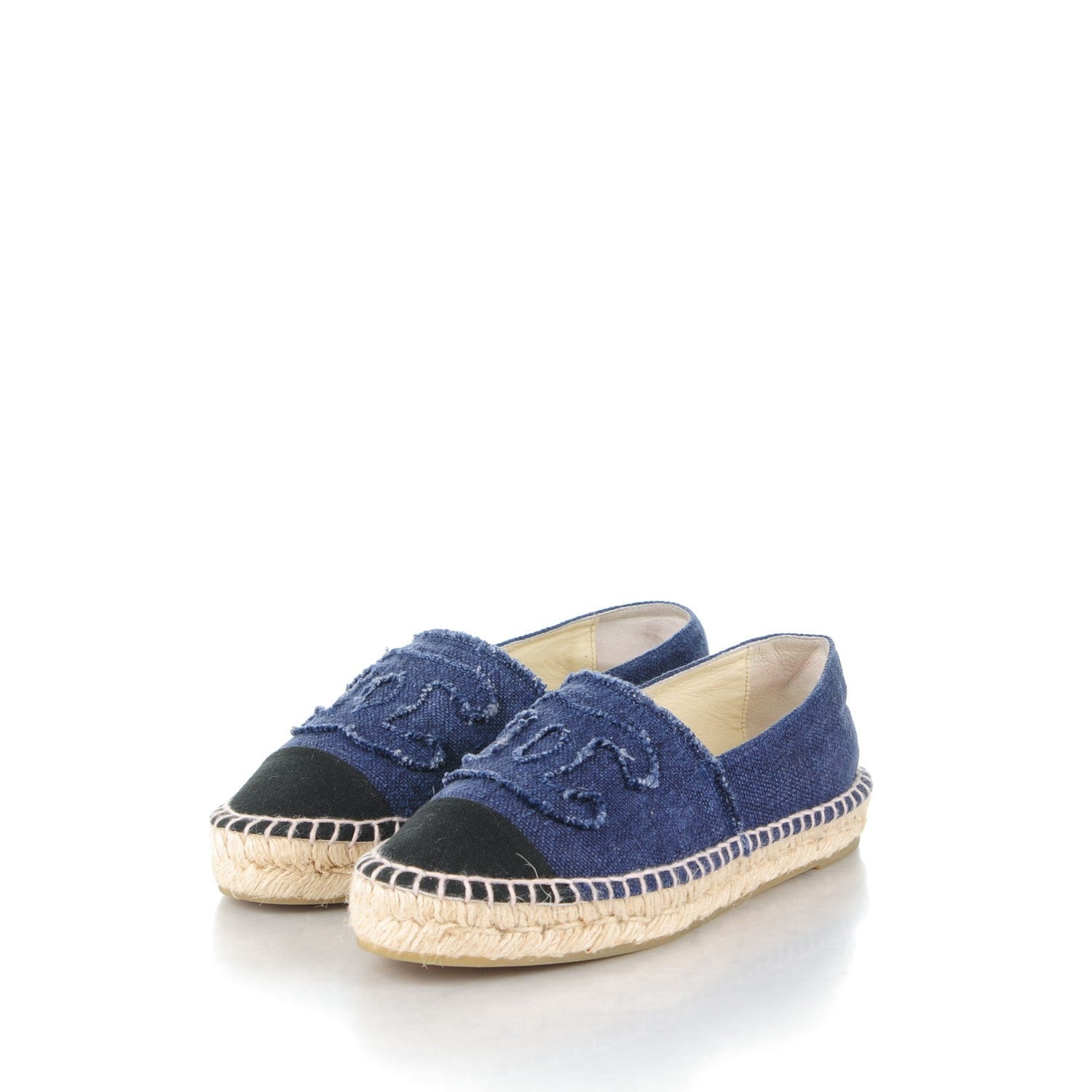 Chanel Toile CC Espadrilles 38 Blue Black 3 of 9