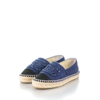 Chanel Toile CC Espadrilles 38 Blue Black 3 of 9