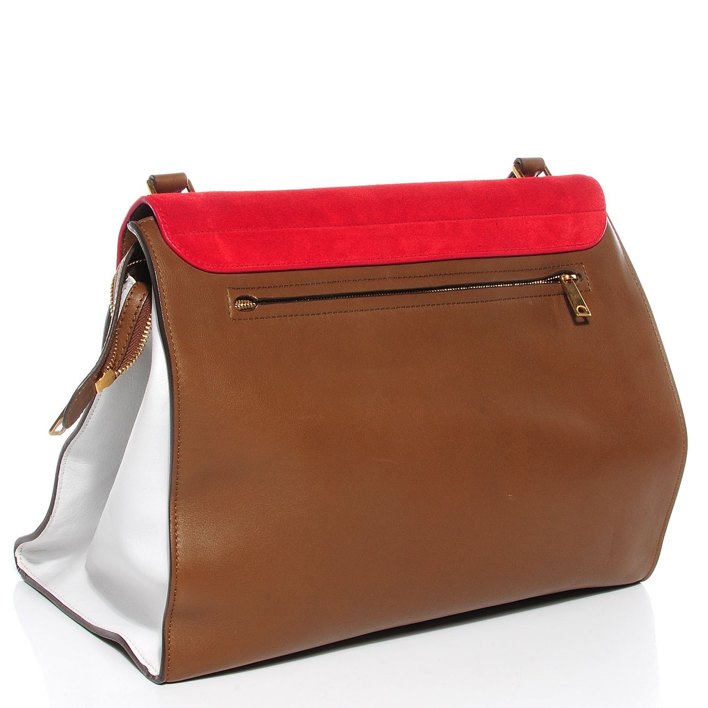 Calfskin and Suede Large Tri-Color Trapeze Vermillion