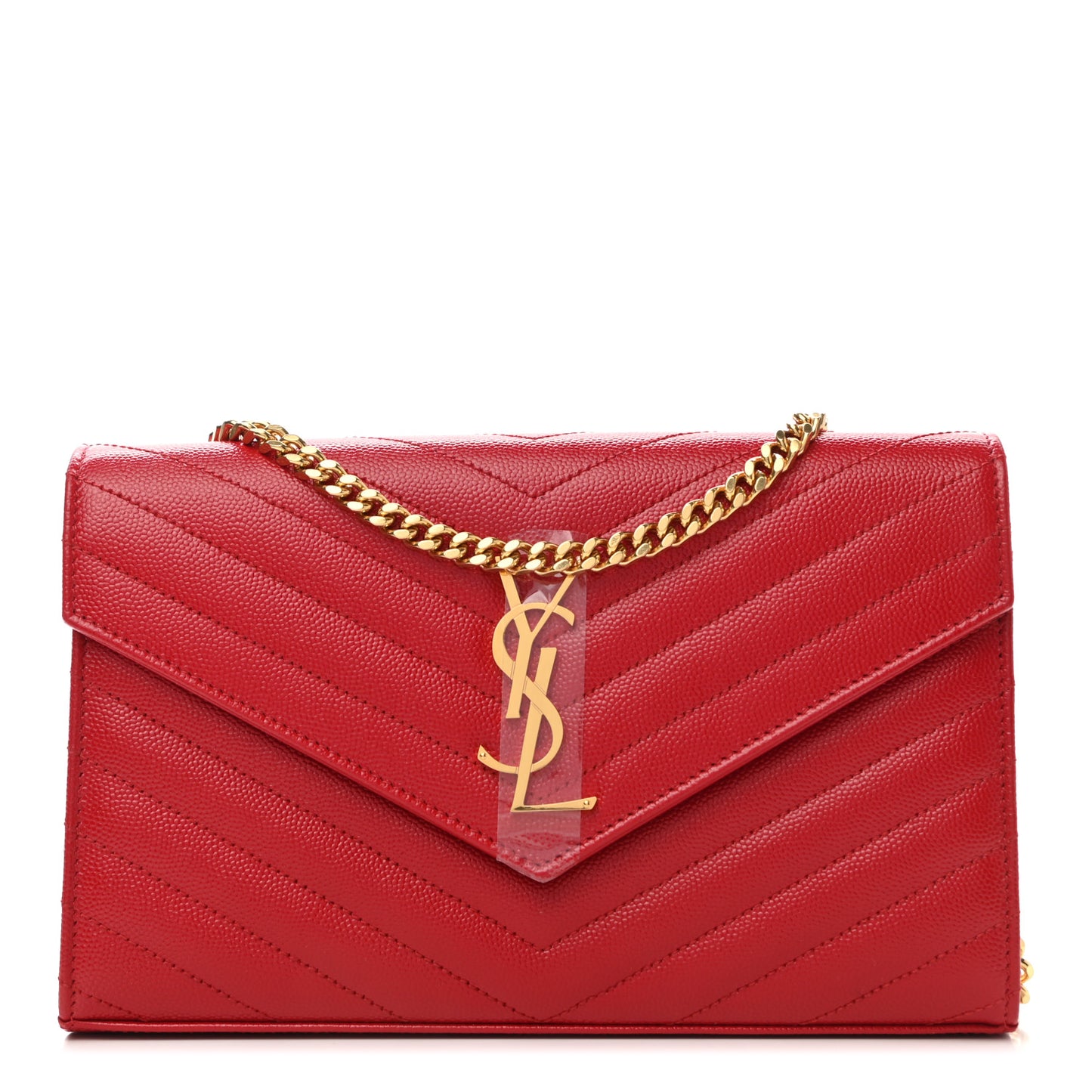 Grain De Poudre Matelasse Chevron Monogram Chain Wallet Bandana Red