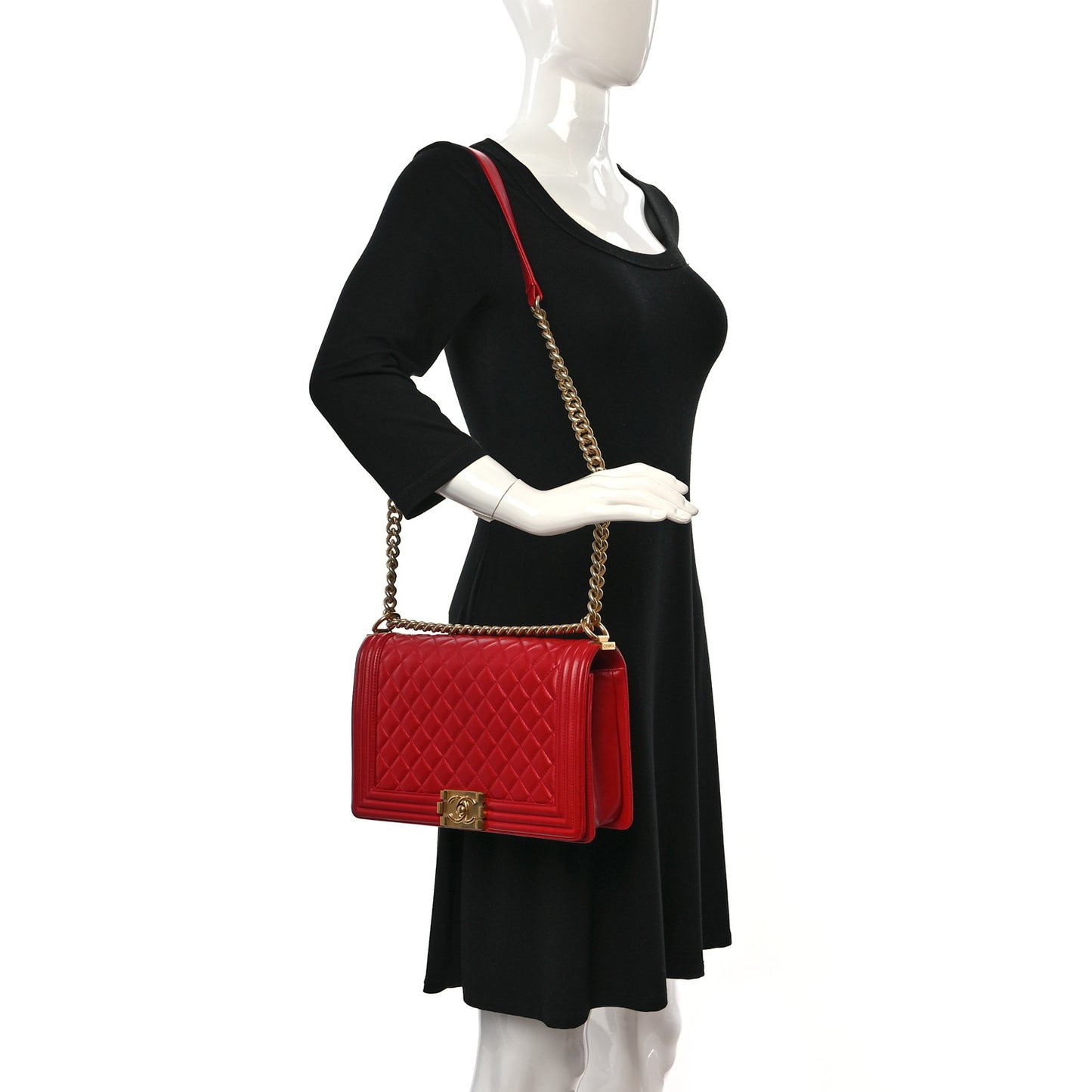 Lambskin Quilted New Medium Boy Flap Red