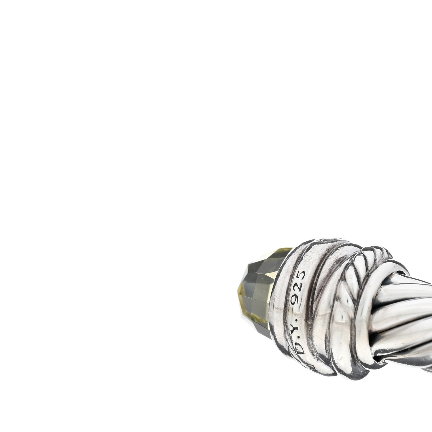 David Yurman Sterling Silver Diamond Prasiolite 7mm Cable Classics Crossover Bracelet 3 of 3