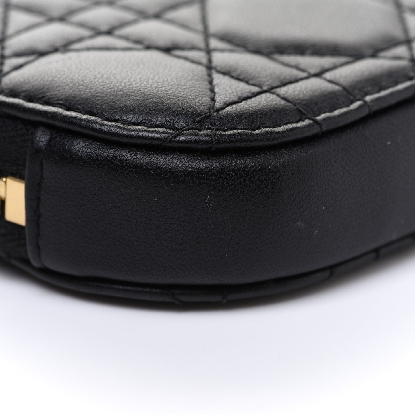 Lambskin Cannage Lady Dior Phone Holder Black