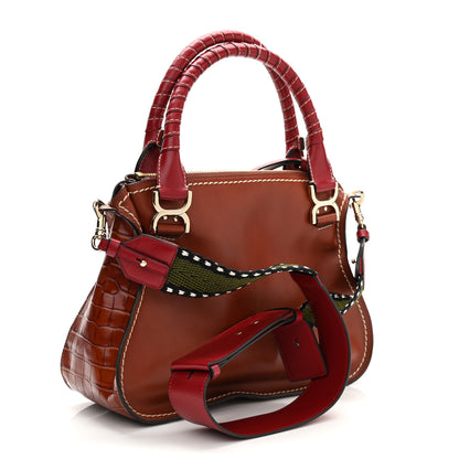 Chloe Calfskin Crocodile Embossed Medium Marcie Satchel Sepia 3 of 11