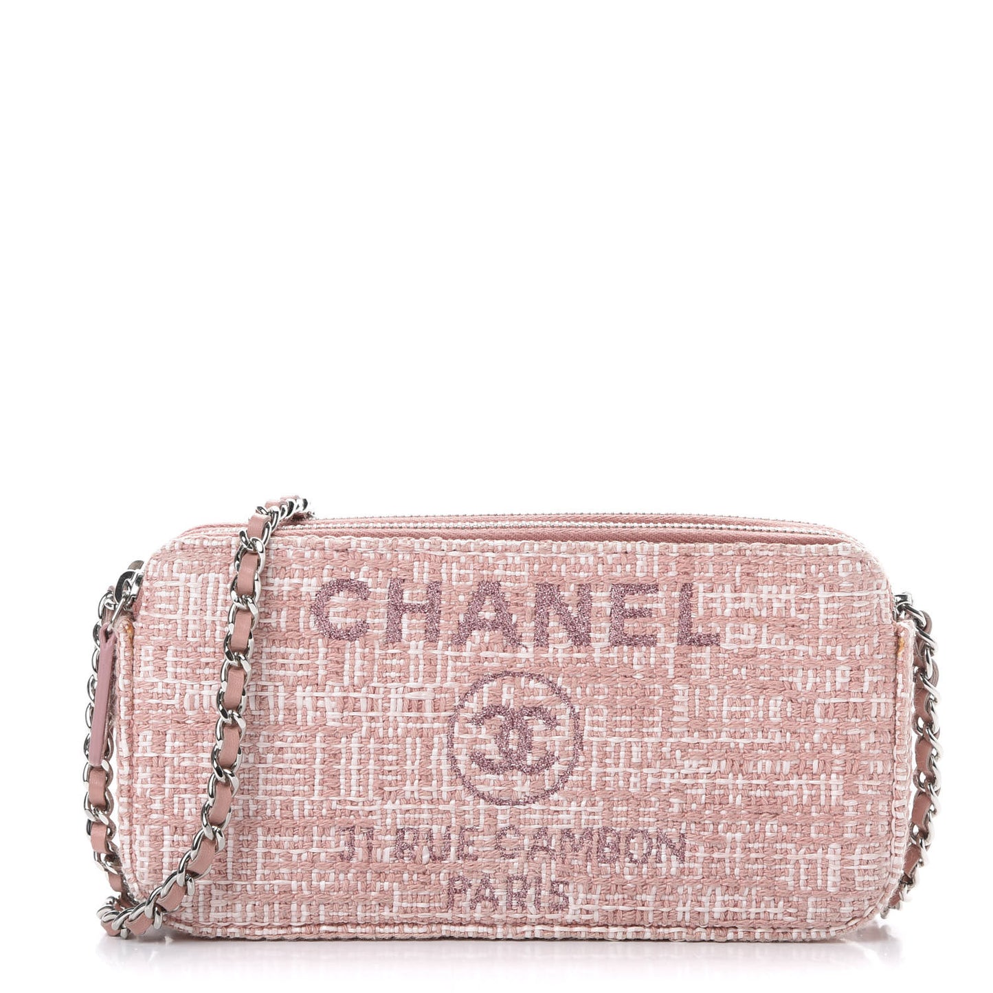 Canvas Small Deauville Clutch With Chain Pink