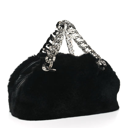 Chanel Rabbit Fur Baguette Crystal CC Bag Black 3 of 8