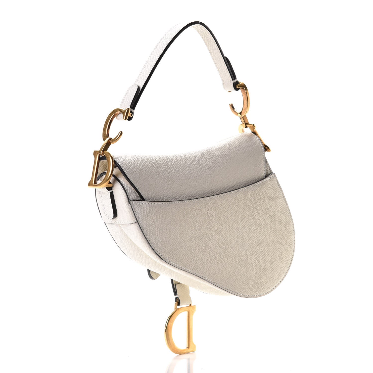 Christian Dior Grained Calfskin Mini Saddle Bag White 2 of 5