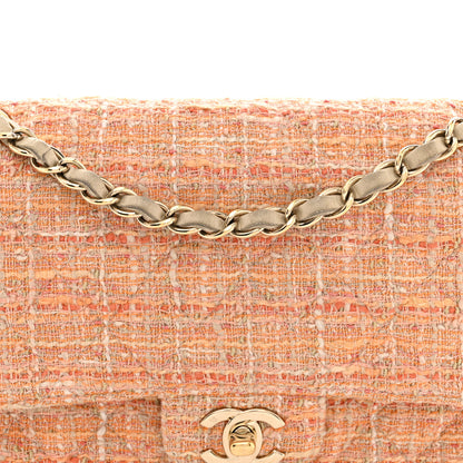 Chanel Tweed Quilted Medium Double Flap Orange Beige Multicolor 8 of 12