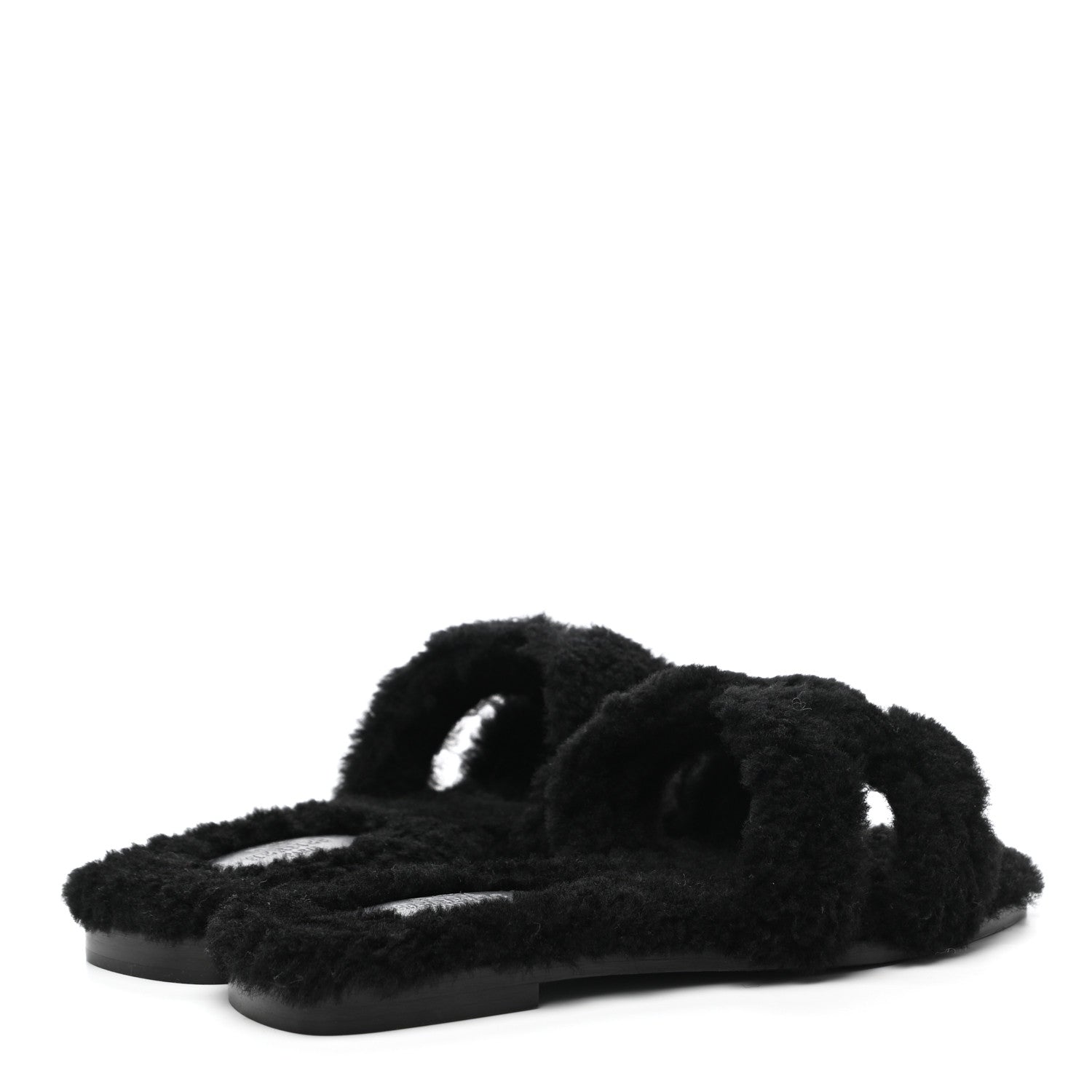 Hermes Woolskin Oran Sandals 35 Black 4 of 7