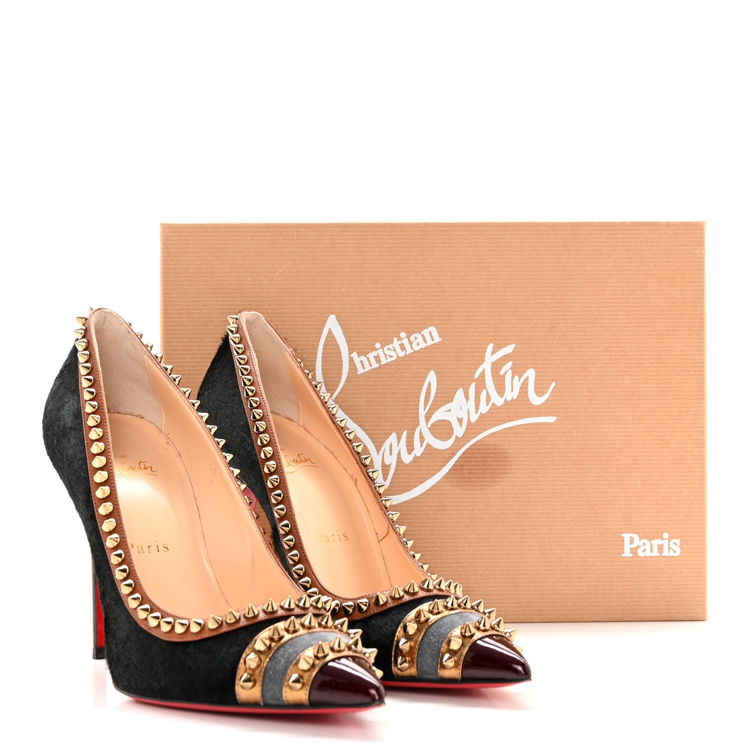Christian Louboutin Pony Hair Malabar Hill Spikes 100 Pumps 38.5 Black 15 of 15