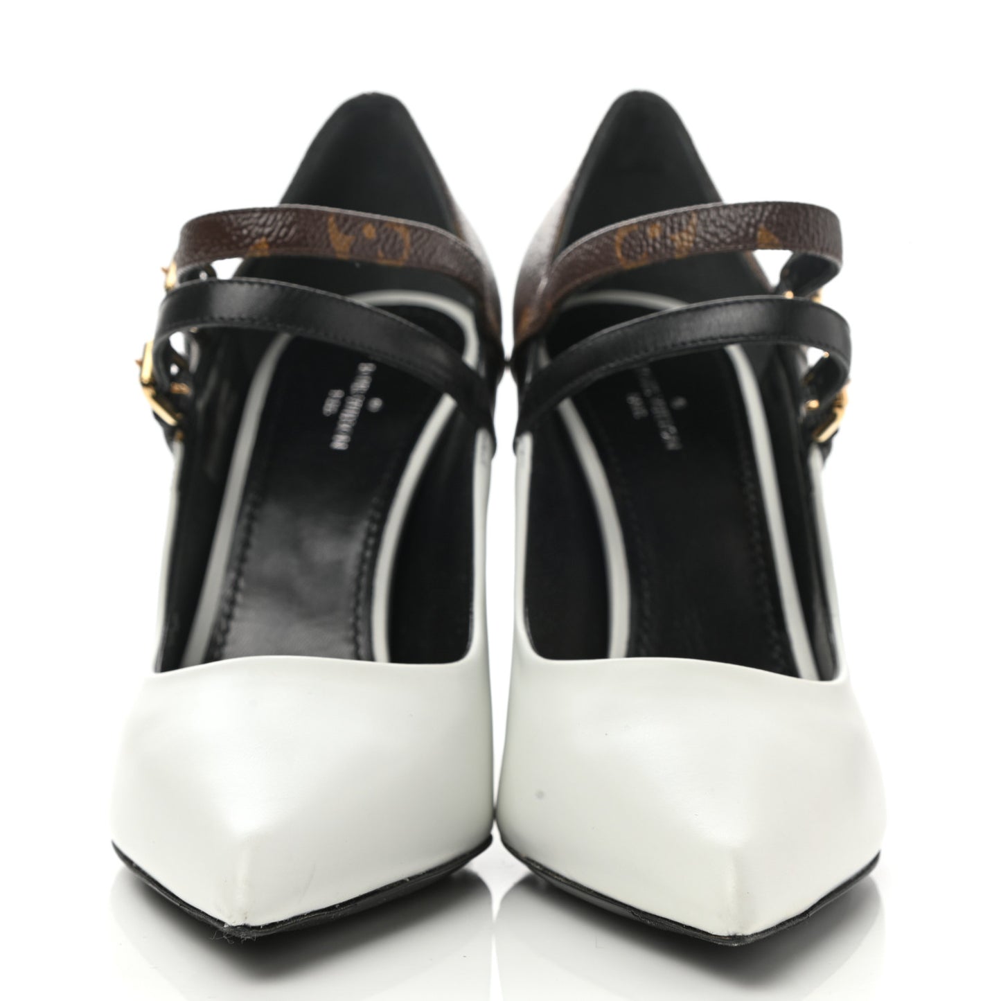 Calfskin Monogram Matchmake Strap Pumps 38.5 Black White