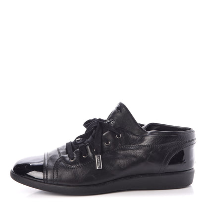 Chanel Lambskin Patent Cap Toe CC Sneakers 41 Black 1 of 9