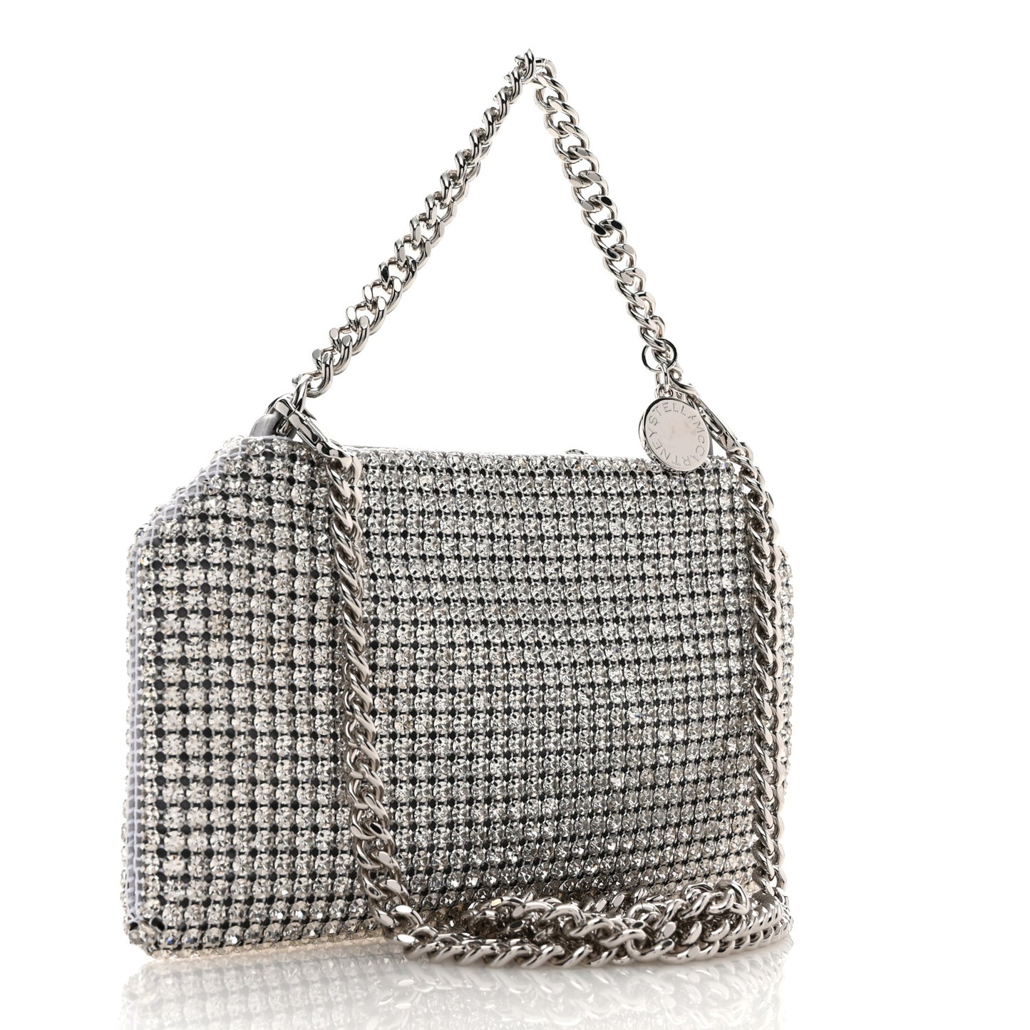 Mesh Crystal Falabella Shoulder Bag Silver