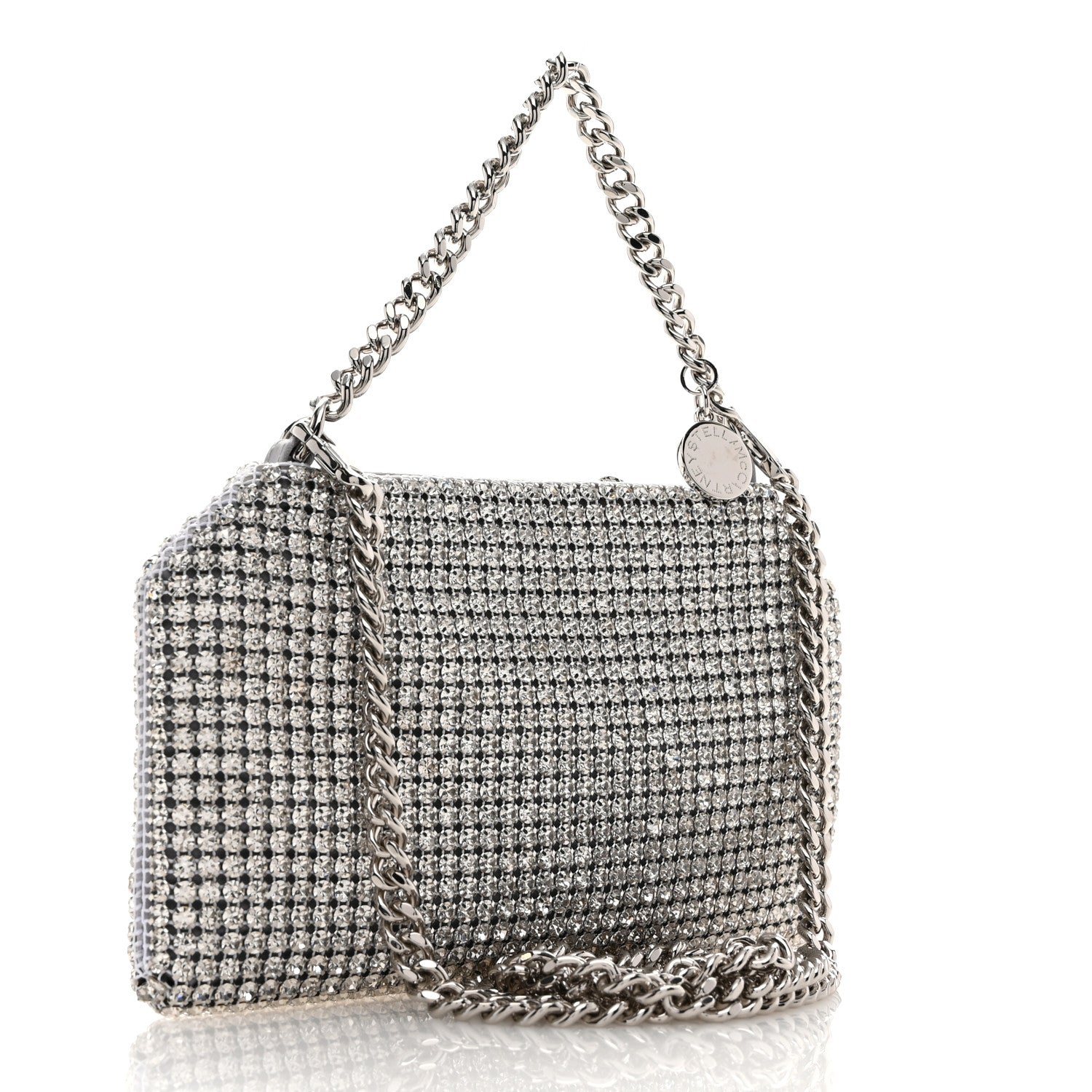 Stella McCartney Mesh Crystal Falabella Shoulder Bag Silver 3 of 10