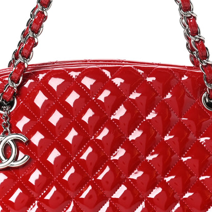 Chanel Patent Quilted Medium Just Mademoiselle Bowling Bag Red 9 of 11