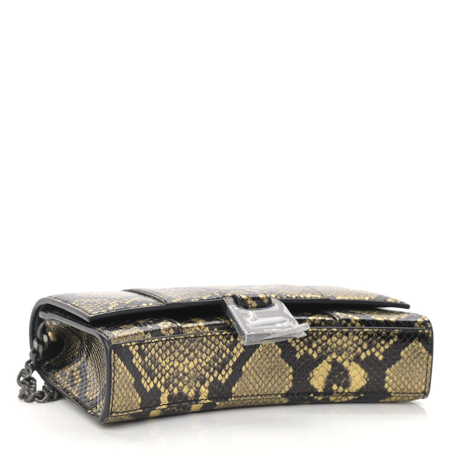 Balenciaga Metallic Calfskin Snake Effect Hourglass Chain Bag Gold Black 4 of 8
